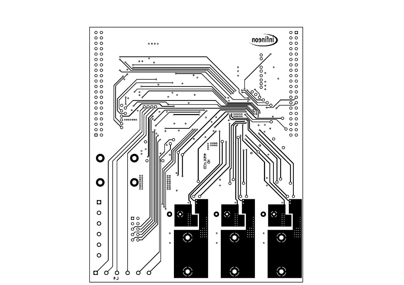 Bottom layer routing of the power board