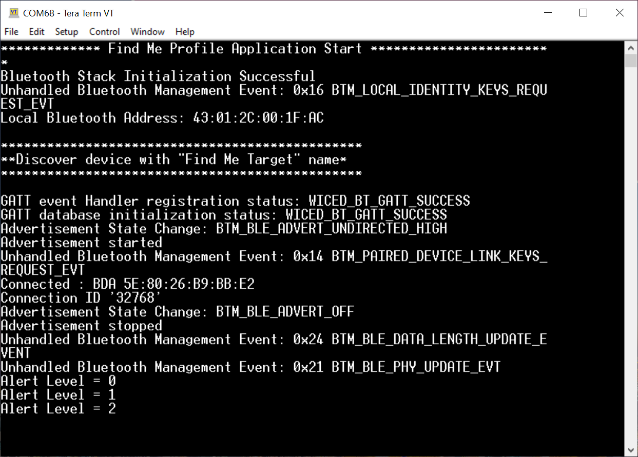 Log messages on USB – UART serial port